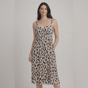 Emma & Michele Leopard-Print Midi Dress in Brown and Cream